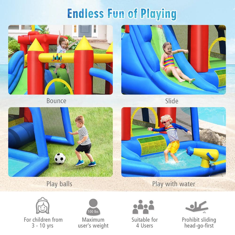 Colorful Inflatable Bounce House with Slide and Pool