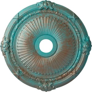 2-1/4 in. x 27-1/2 in. x 27-1/2 in. Polyurethane Heaton Ceiling Medallion, Copper Green Patina