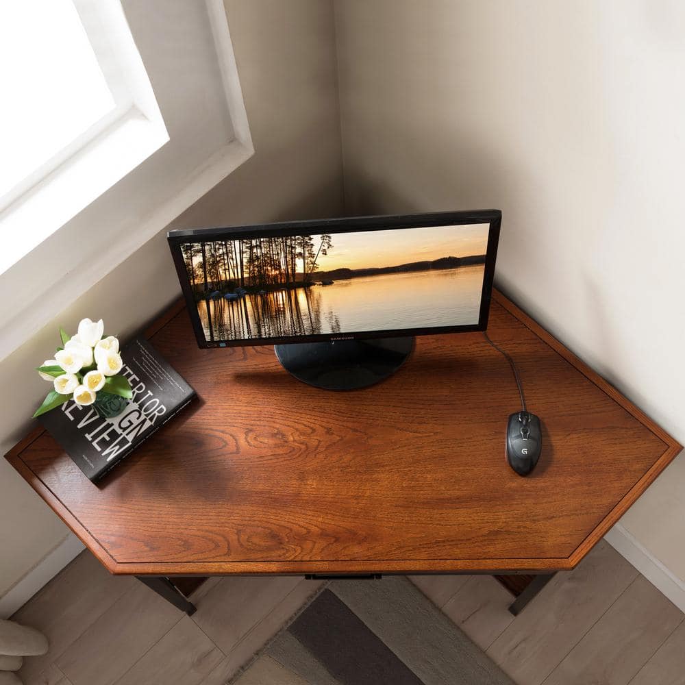 Ironcraft Burnished Black Corner Desk with Keyboard Drawer