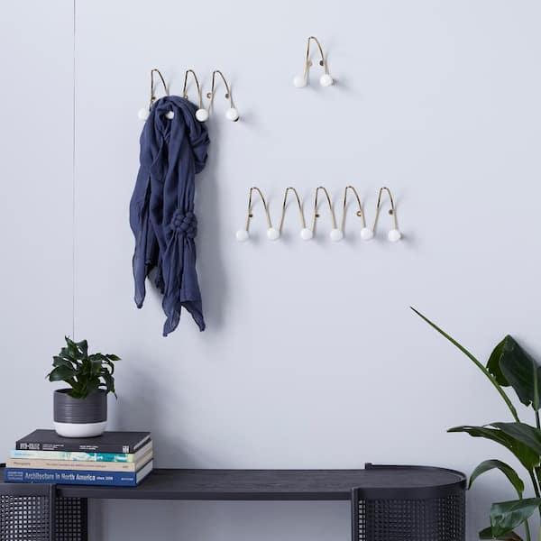 12-Hook Gold Metal Glam Wall Hook (Set of 3)