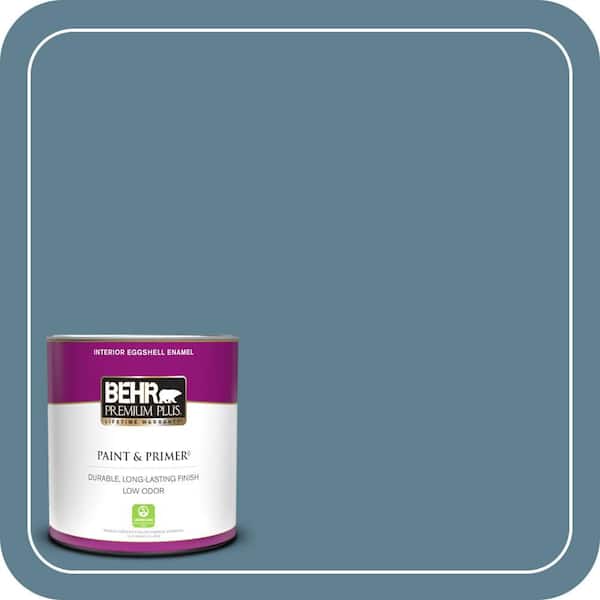 BEHR PREMIUM PLUS 1 qt. #BXC-36 Aegean Blue Eggshell Enamel Low Odor Interior Paint & Primer