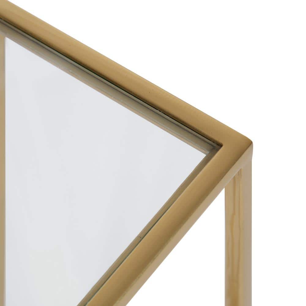 Elegant Gold and Glass 18.5" Slim Rectangular End Table