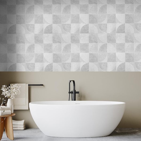 Patterned Swirl White 12 in. x 35 in. Glazed Gloss and Matte Ceramic Wall Tile (11.63 sq. ft. /Case)