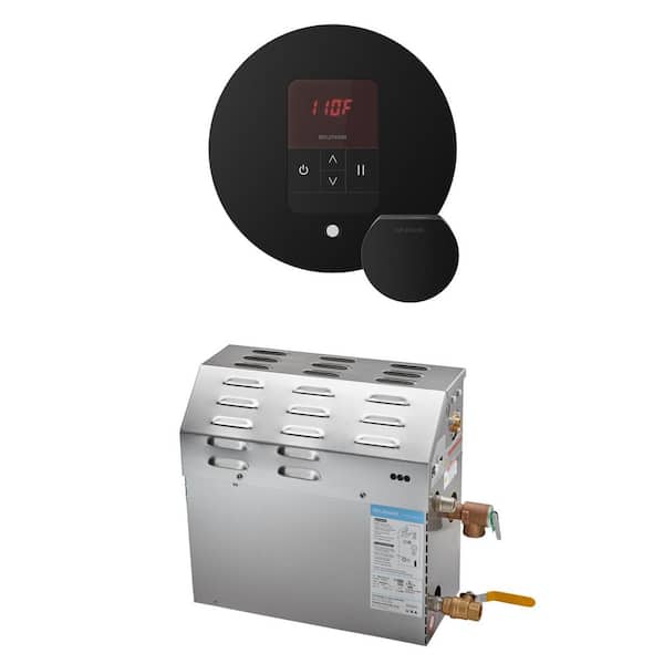 Mr. Steam MS 10 kW (10000 W) Steam Shower Generator Package with round iTempo Control in Matte Black