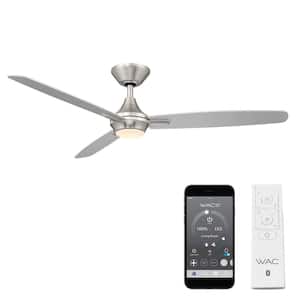 54 in. Brushed Nickel LED Blitzen Indoor and Outdoor 3-Blade Smart Ceiling Fan with 3000K Light Kit and Remote Control