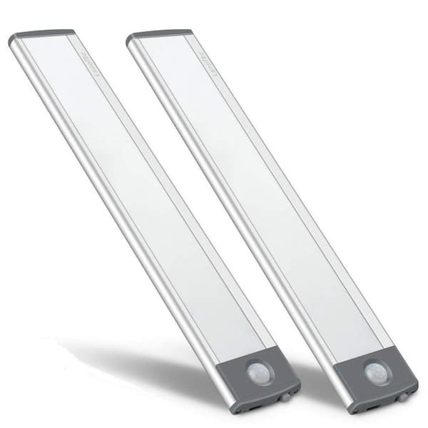 White LED Motion Sensor Cabinet Light Lamp Magnetic Under Counter Closet Lighting Rechargeable Night Light Bar-2 Pack