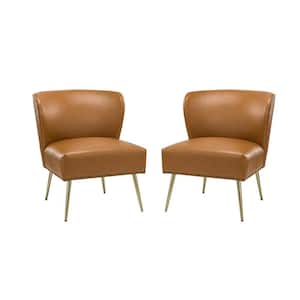 Anita Camel Accent Side Chair with Metal Legs (Set of 2)
