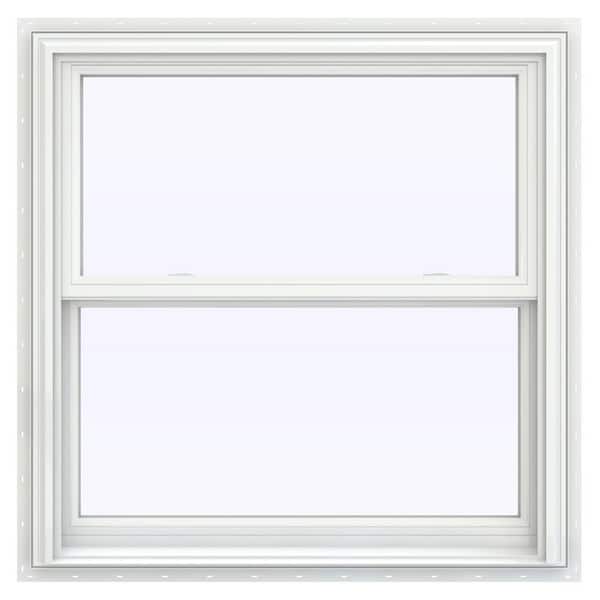 JELD-WEN 35.5 in. x 35.5 in. V-2500 Series White Vinyl Double Hung Window with BetterVue Mesh Screen