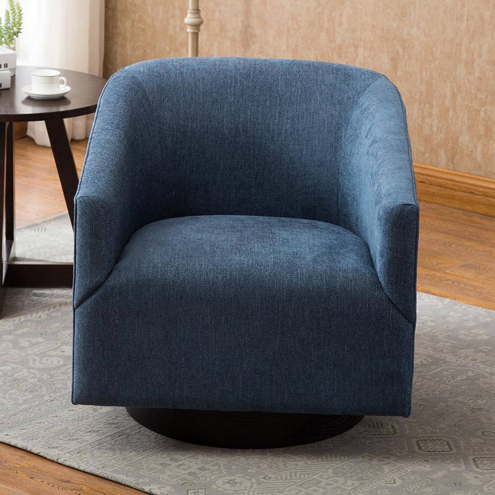 Cadet Blue Wood Swivel Barrel Comfort Chair