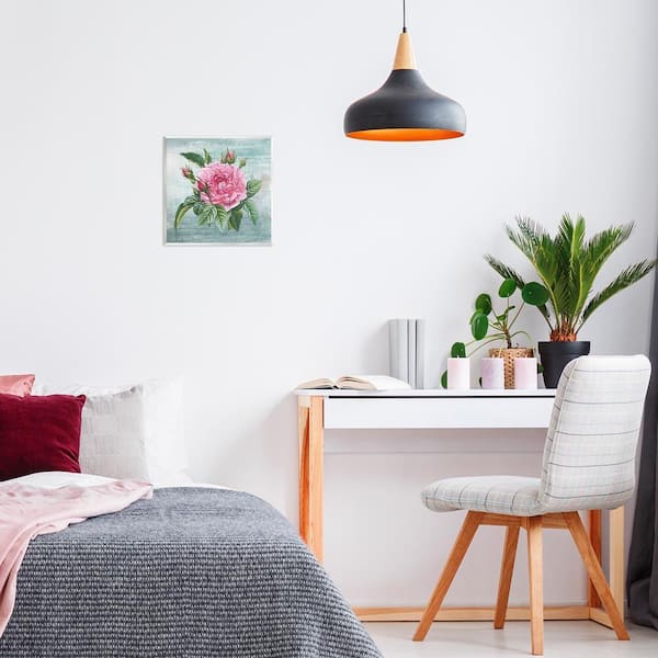 Pink Dahlia over Rustic by Susan Arnot Unframed Nature Graphic Art Print 12 in. x 12 in.