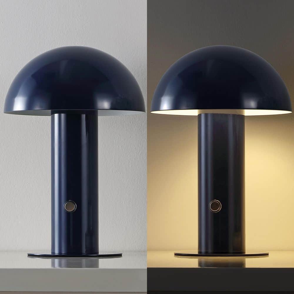 Boletus Bohemian 10.75'' Satin Navy Cordless Metal Mushroom Lamp