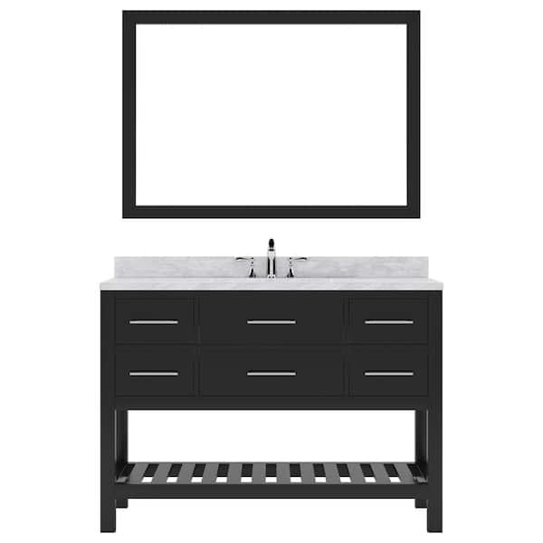 Virtu USA Caroline Estate 48 in. W x 22 in. D x 34 in. H Single Sink Bath Vanity in Espresso with Marble Top and Mirror