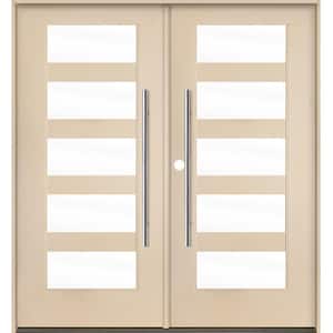 Faux Pivot 72 in. x 80 in. Right-Active/Inswing 5 Lite Clear Glass Unfinished Double Fiberglass Prehung Front Door
