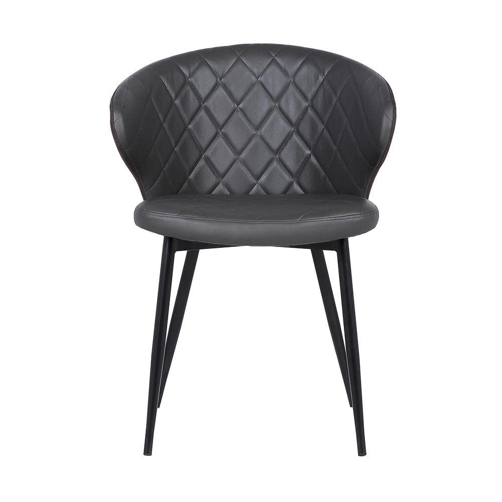 Gray Faux Leather Upholstered Arm Chair with Metal Frame
