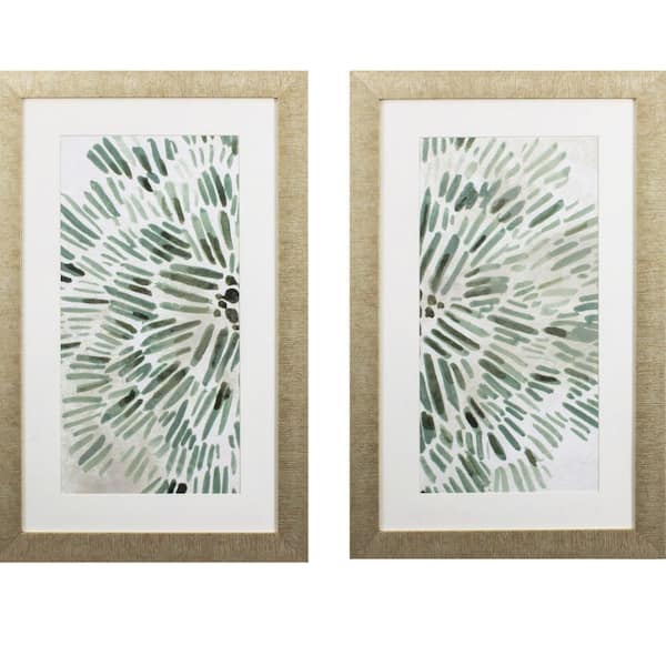 HomeRoots Victoria Seafoam Green Floral by Unknown Wooden Wall Art (Set of 2)