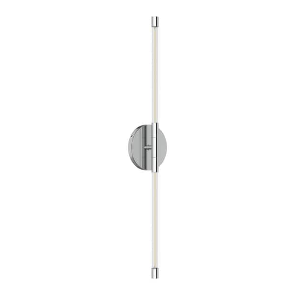 KUZCO Motif 26 in., 1-Light 9-Watt Chrome Integrated LED Wall Sconce ...