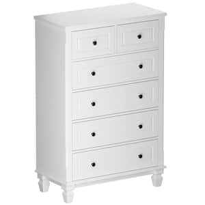 6-Drawers White Nursery Storage Dresser Kids Dresser Organizer With With Anti Tipping 47.4 in. H x 31.5 W x 15.7 D