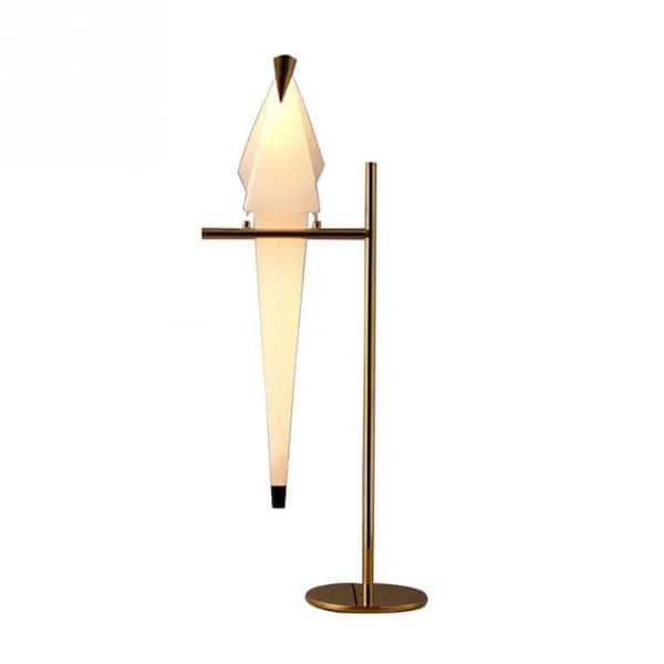 HOMLUX 29 in. 60-Watt Equivalent Integrated lamp Fixture Gold/Brushed 1-Light Elegant Table Lamp with Crane Shade, 3000K