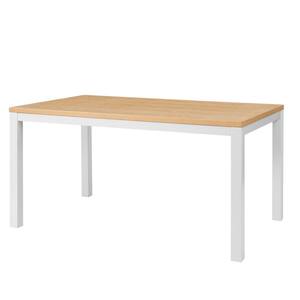Donnelly White Metal Rectangular Dining Table for 6 with Natural Finish Top (60 in. L x 30 in. H)