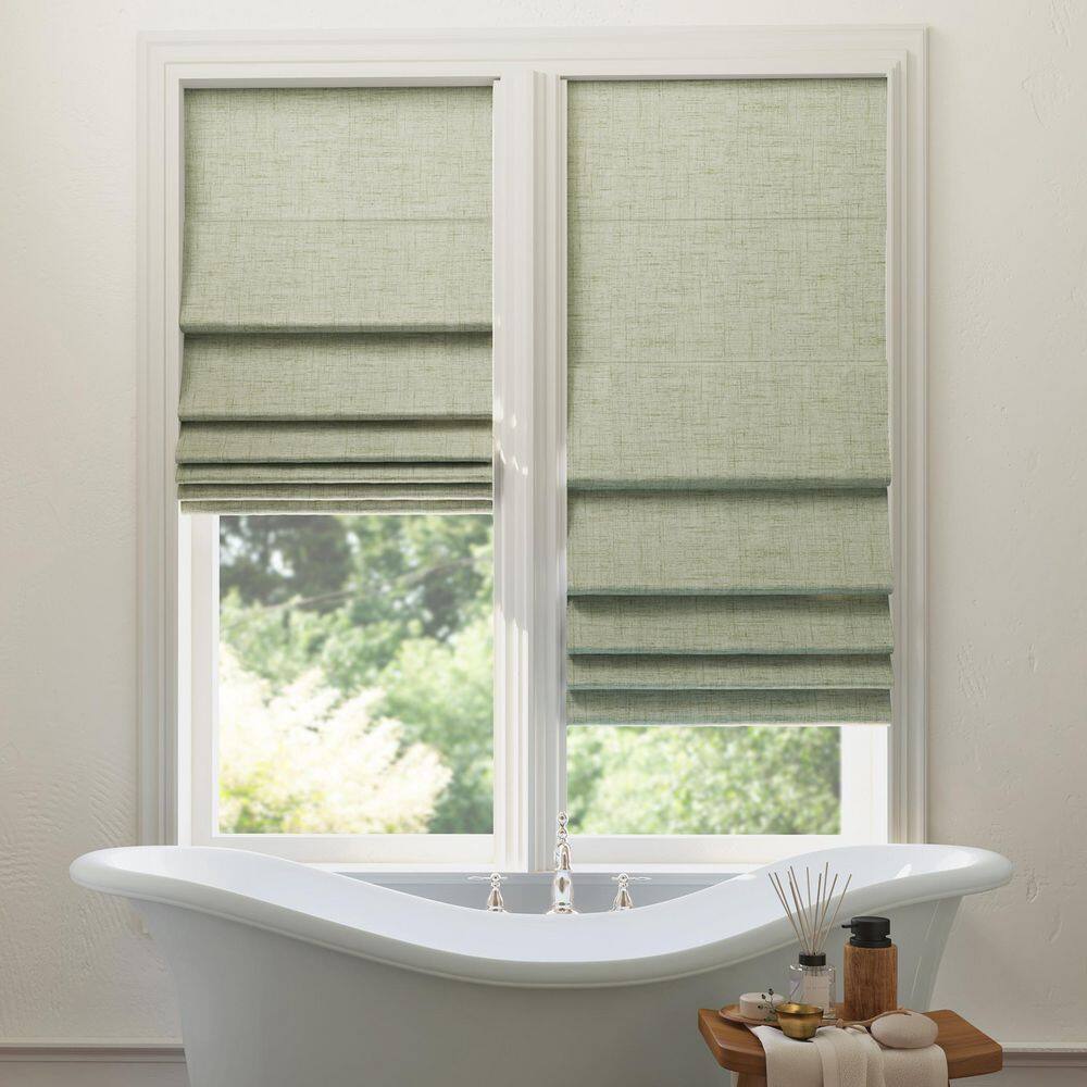 Sage Green Cordless Blackout Fabric Roman Shade 39" x 64"