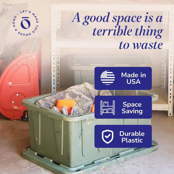 HOMZ 2 -Pack Durabilt Storage, Stackable Bins, 27 Gal. Containers