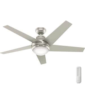 Hunter Barton 52 in. LED Indoor Brushed Nickel Ceiling Fan with Light ...