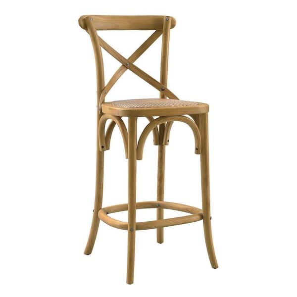 MODWAY Gear 39.5 in. ELM Wood Counter Bar Stool in Natural