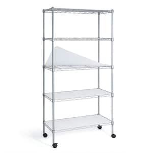 Grey 5-Tier Adjustable Height Welded Garage Storage Shelving Unit with Liner/Wheels (30 in. W x 61 in. H x 14 in. D)