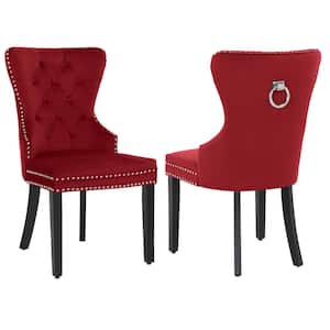 Brooklyn Red Tufted Velvet Dining Side Chair (Set of 2)