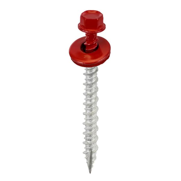 Acorn International #9 x 2 in. 1/4 in. Hex Head Metal to Wood Screws in Crimson (Bag of 250)