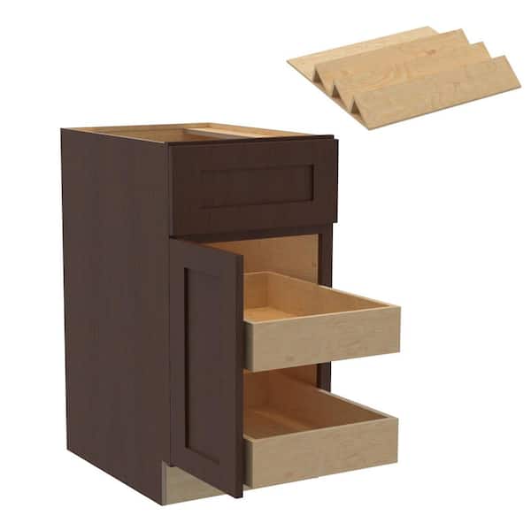 Home Decorators Collection Newport 18 in. W x 24 in. D x 34.5 in. H Assembled Plywood Base Kitchen Cabinet in Manganite with 2ROT Spice Soft Cls LH