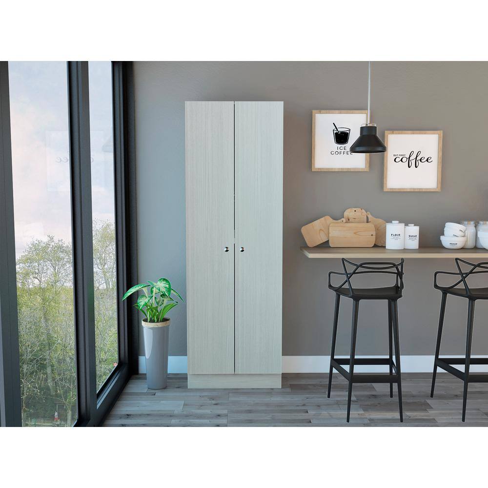 23.6 in. W x 11.8 in. D x 71.1 in. H Beige Freestanding Linen Cabinet with 