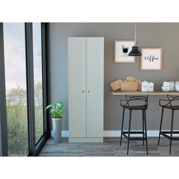 Unbranded 23.6 in. W x 11.8 in. D x 71.1 in. H Beige Freestanding Linen Cabinet with 5 Shelves