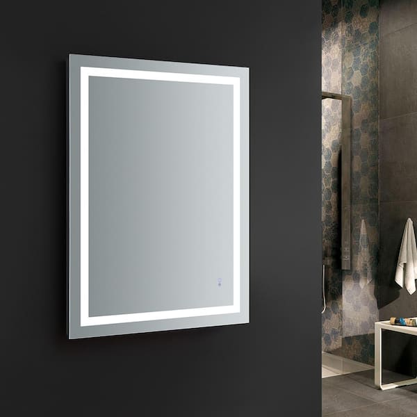 Fresca Santo 48 in. W x 36 in. H Frameless Rectangular LED Light Bathroom Vanity Mirror