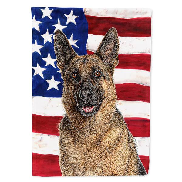 Caroline's Treasures 2.3 ft. x 3.3 ft. Polyester USA American 2-Sided Heavyweight Flag with German Shepherd Canvas House Size