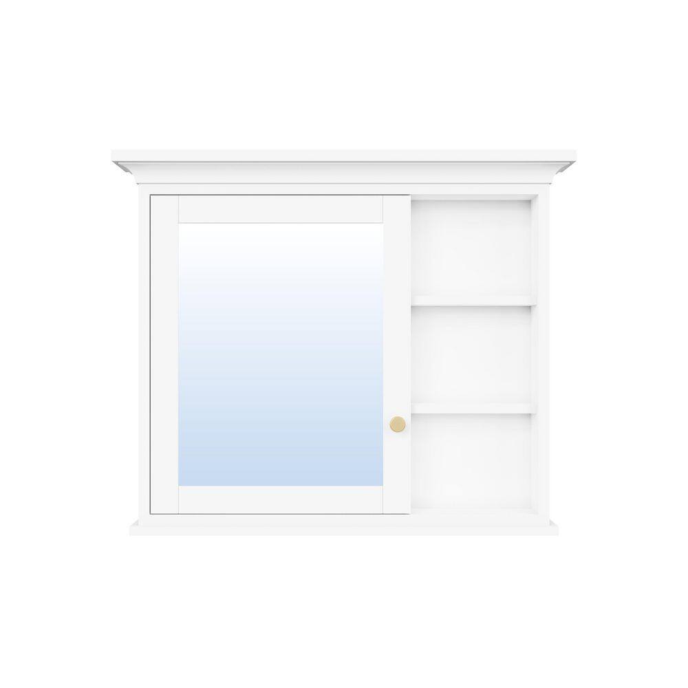 36 in. W x 30 in. H White Rectangular Rubber Wood Wall Medicine Cabinet with Mirror, Soft-Closed Door, Assembled price history on PriceWatchPro