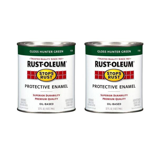 Rust-Oleum Stops Rust 32 oz. Gloss Oil-Based Hunter Green Paint (2-Pack)-DISCONTINUED