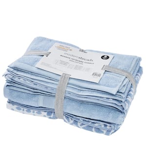 6 Yarn Dyed Jacquard/Solid towel set Monore Blue