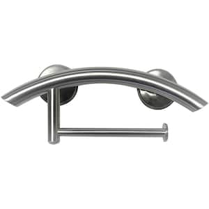 15 in. 3-in-1 Grab Bar with Wall Mount Toilet Paper and Hand Towel Holder, Brushed Nickel with Grips