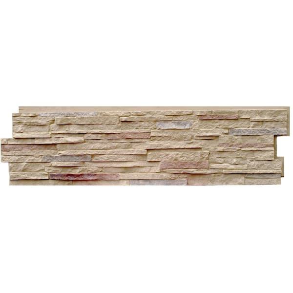 NextStone Stacked Stone Sandy Buff 13.25 in. x 46.5 in. Faux Stone Siding Panel (5-Pack)
