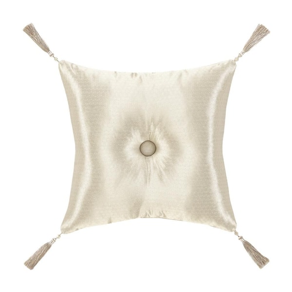 Coralie Champagne Polyester Solid 18 in. sq. Decorative Throw Pillow 18 in. L X 18 in. W