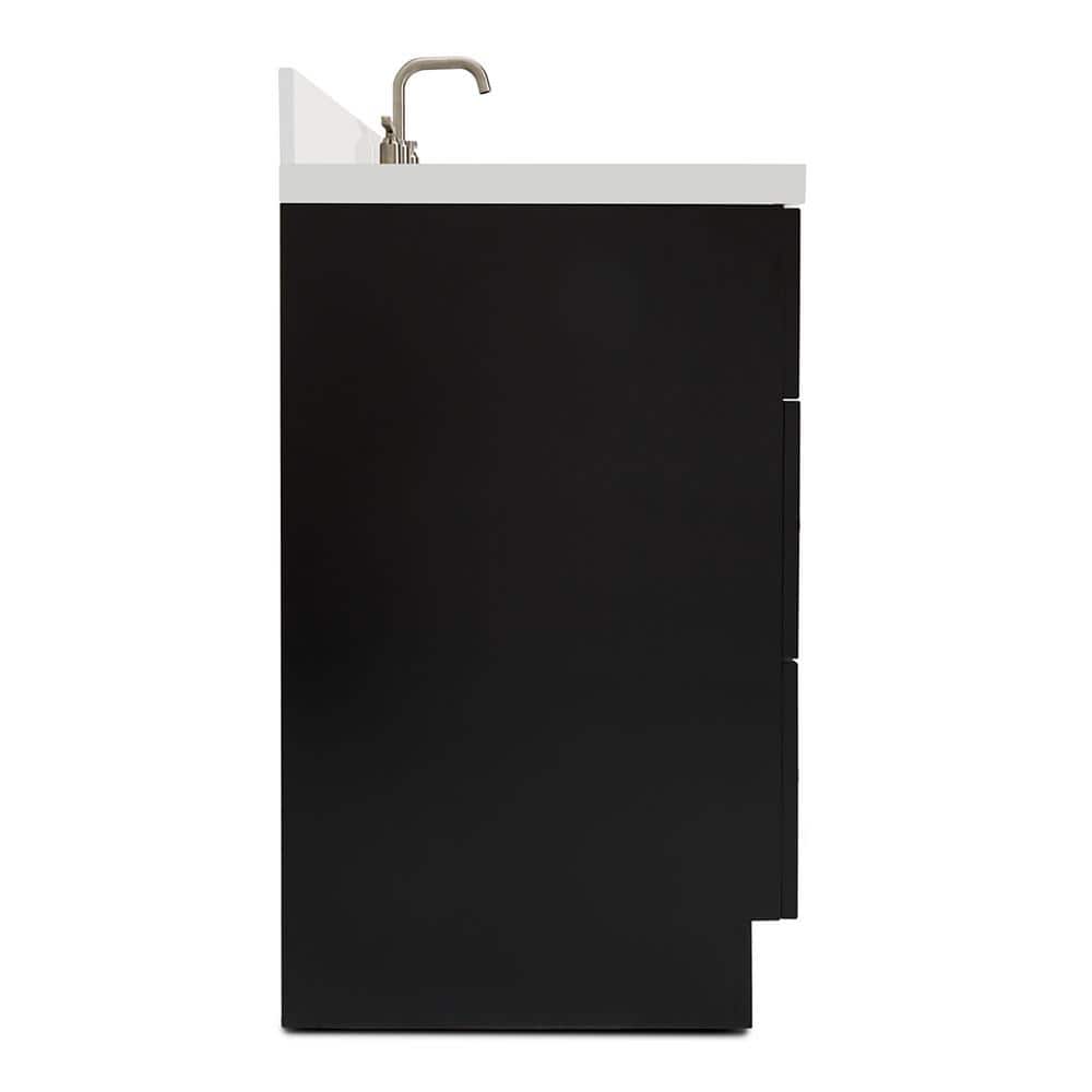 Hamlet 43" Black Solid Wood Vanity with White Quartz Top
