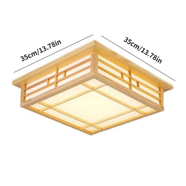 OUKANING 13.78 in. Wood Square Japanese Style Tatami