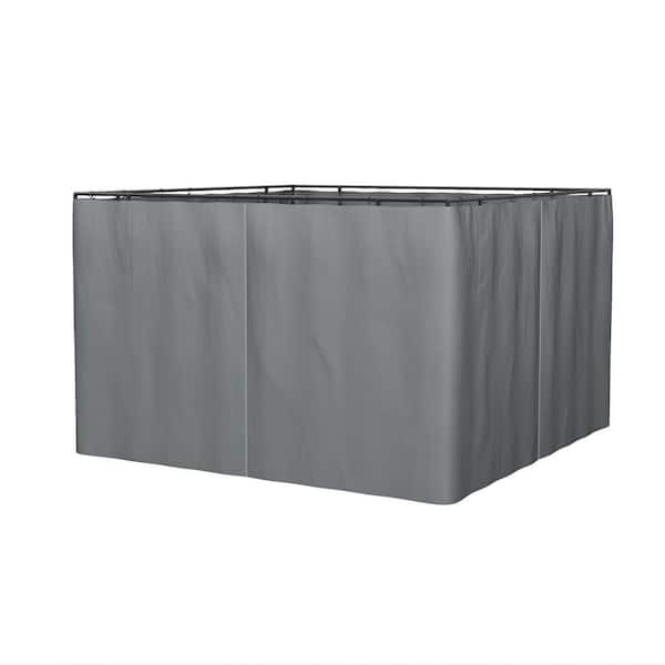 Otryad 10 ft. x 12 ft. Gray Universal Gazebo Sidewall, Gazebo Kit with Panels, Hooks and C-Rings for Pergolas and Cabanas