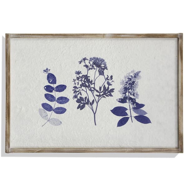 PRIVATE BRAND UNBRANDED Harper Hill Framed Blue Botanical Foliage Wall Art (24 in. W x 16 in. H)
