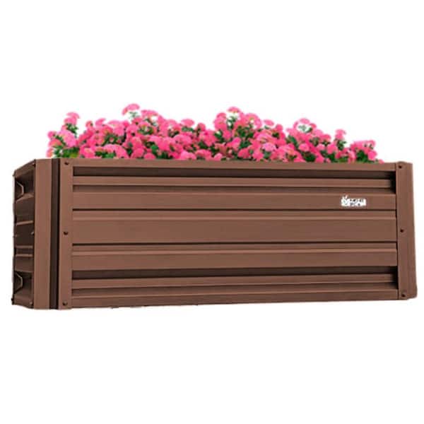 ALL METAL WORKS 24 inch by 48 inch Rectangle Cocoa Brown Metal Planter Box