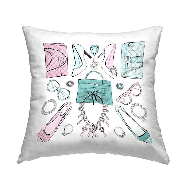 Stupell Industries Pastel Fashion Pattern Pink Abstract Polyester 18 in. x 18 in. Throw Pillow