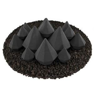 Dark Gray Ceramic Fire Diamonds Mixed Other Fire Pit and Fireplace Outdoor Heating Accessory (13-Pack)
