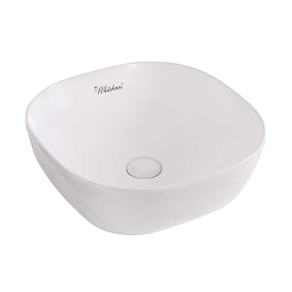 Whitehaus Collection Isabella Plus Collection Above Counter Square Vessel Sink in White
