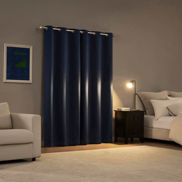Sun Zero Sheridan Magnetic Closure Navy Blue Layered 40 in. W x 95